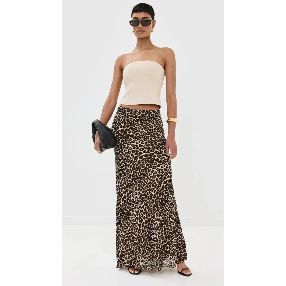Reformation Bella Maxi Skirt 12/Large Leopard Chiffon Bias Cut Grunge Punk Sexy